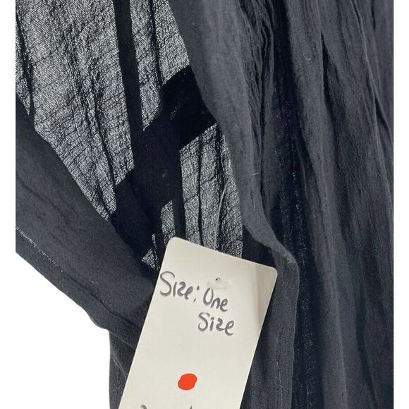 Bohemian Beaded Blouse Black V Neck Dolman Sleeve One Size Beach Tunic LOF NEW - Picture 9 of 9